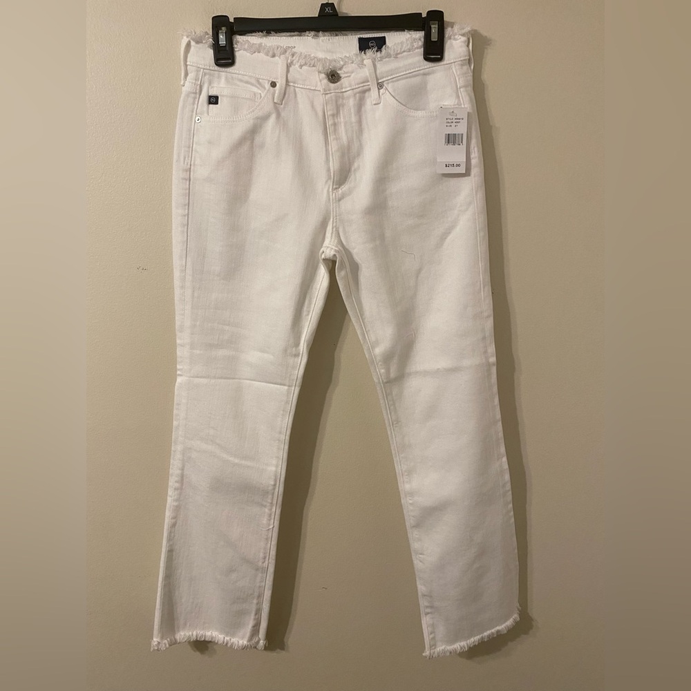 New NWT Adriano Goldschmied Raw Hem White High Rise Jodi Crop Size 27